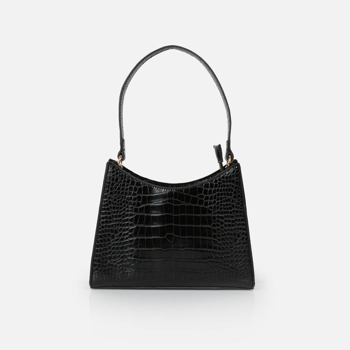 Sac à main noir peau de crocodile en PU
