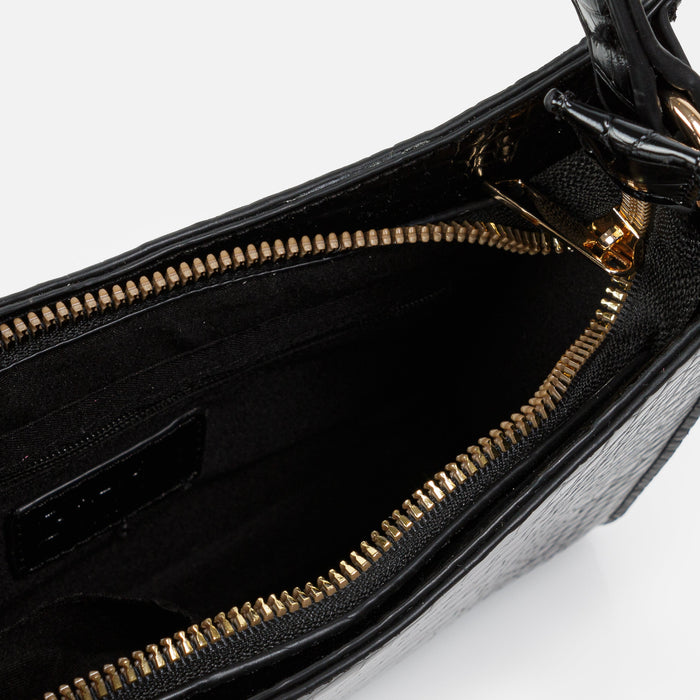 Sac à main noir peau de crocodile en PU
