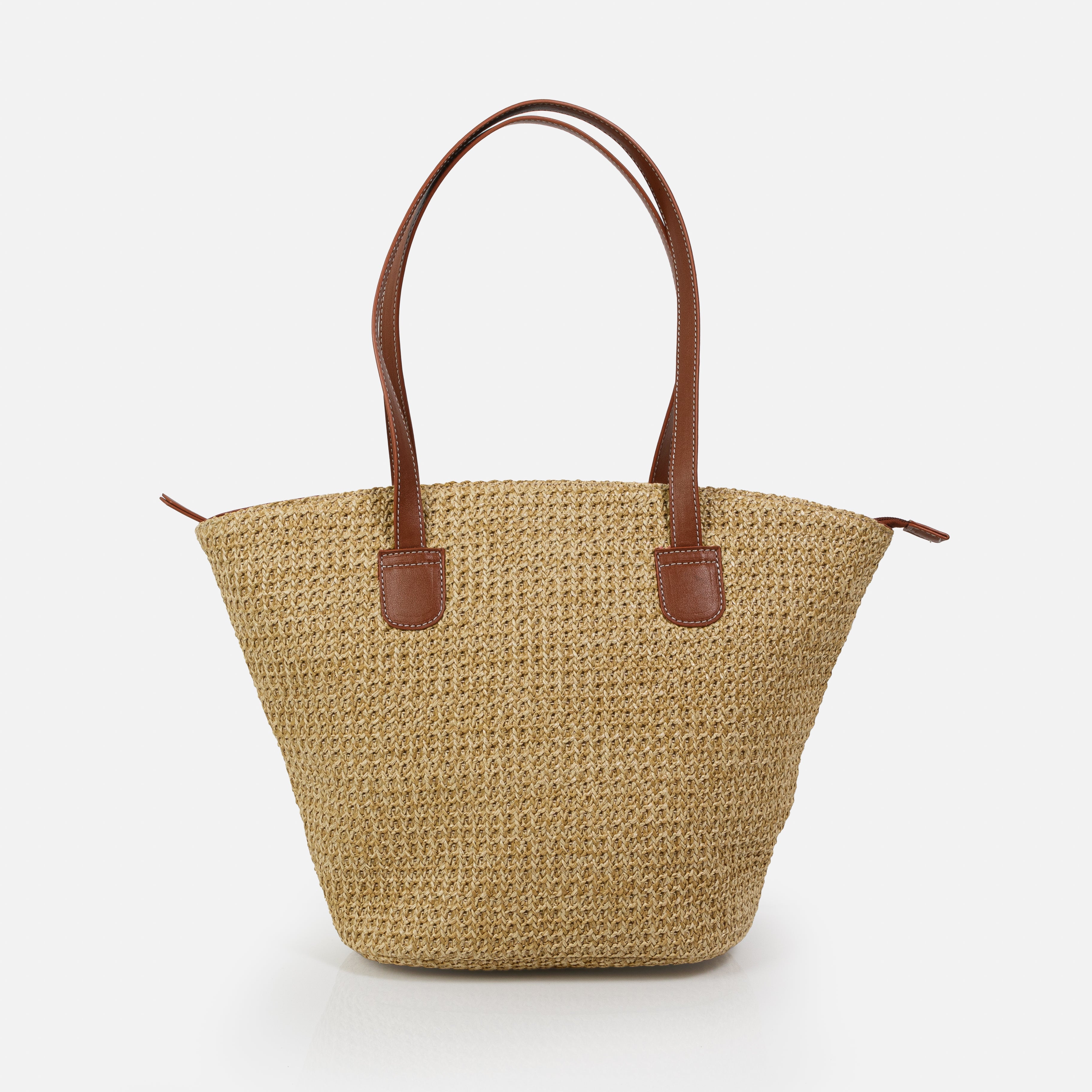Woven straw tote bag