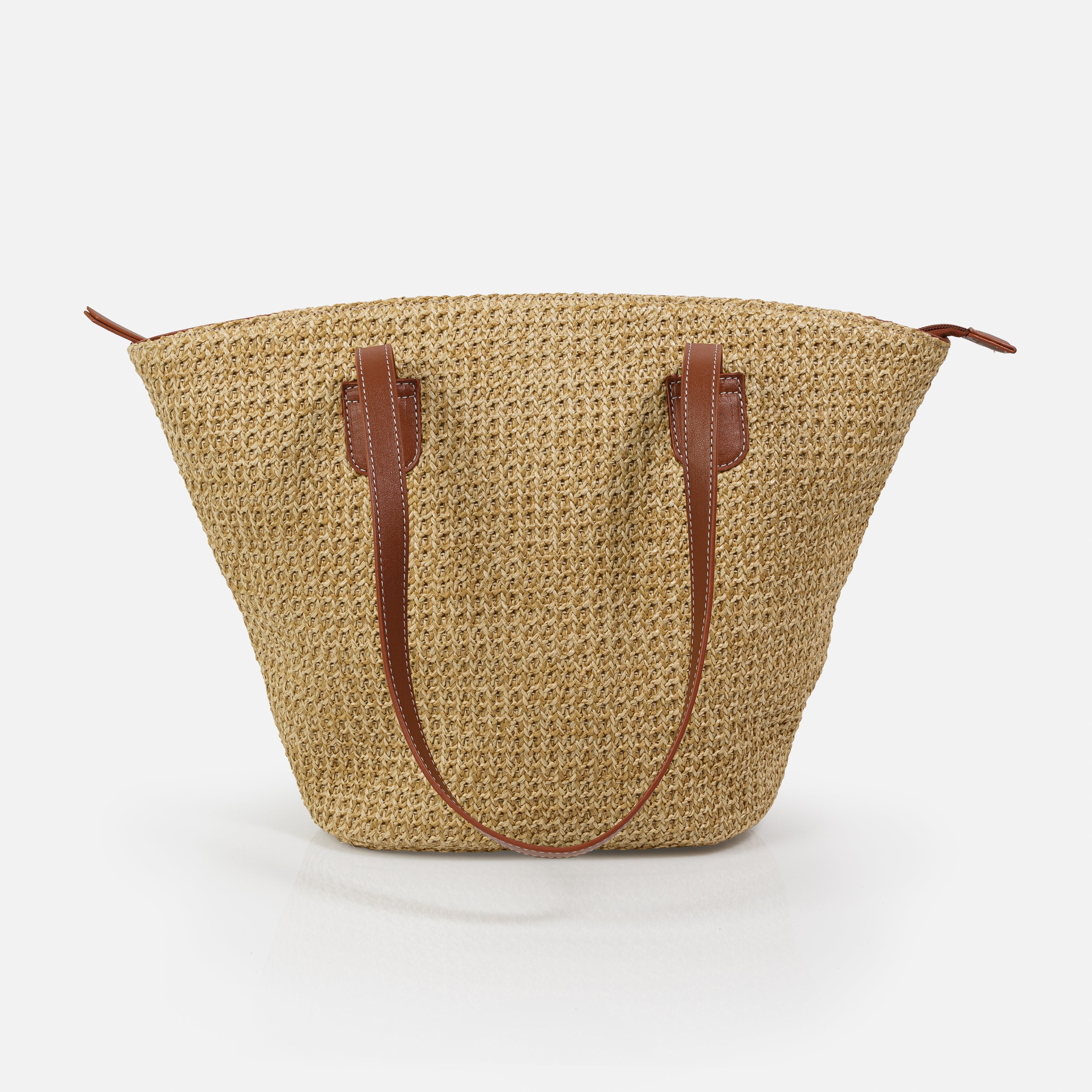 Woven straw tote bag
