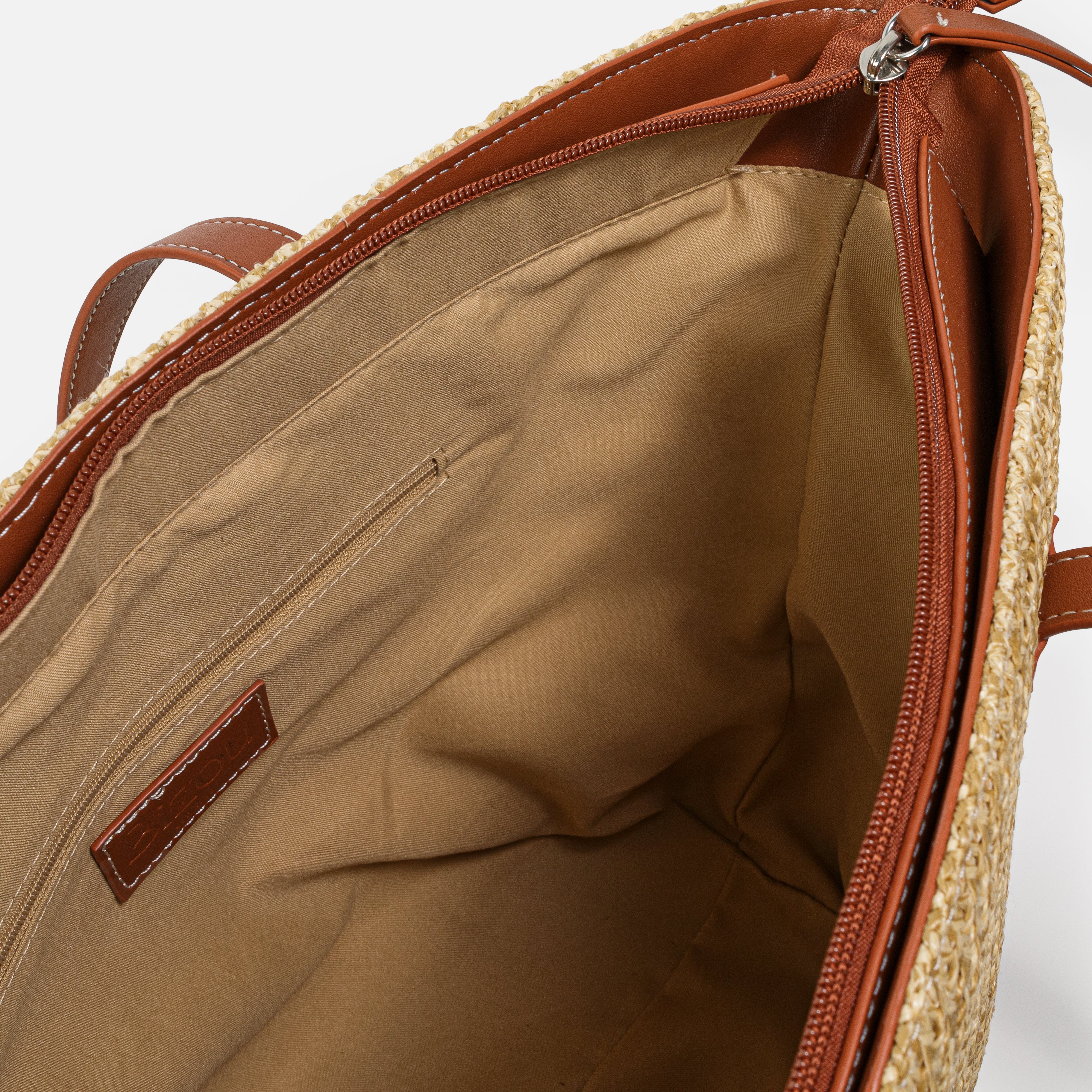 Woven straw tote bag
