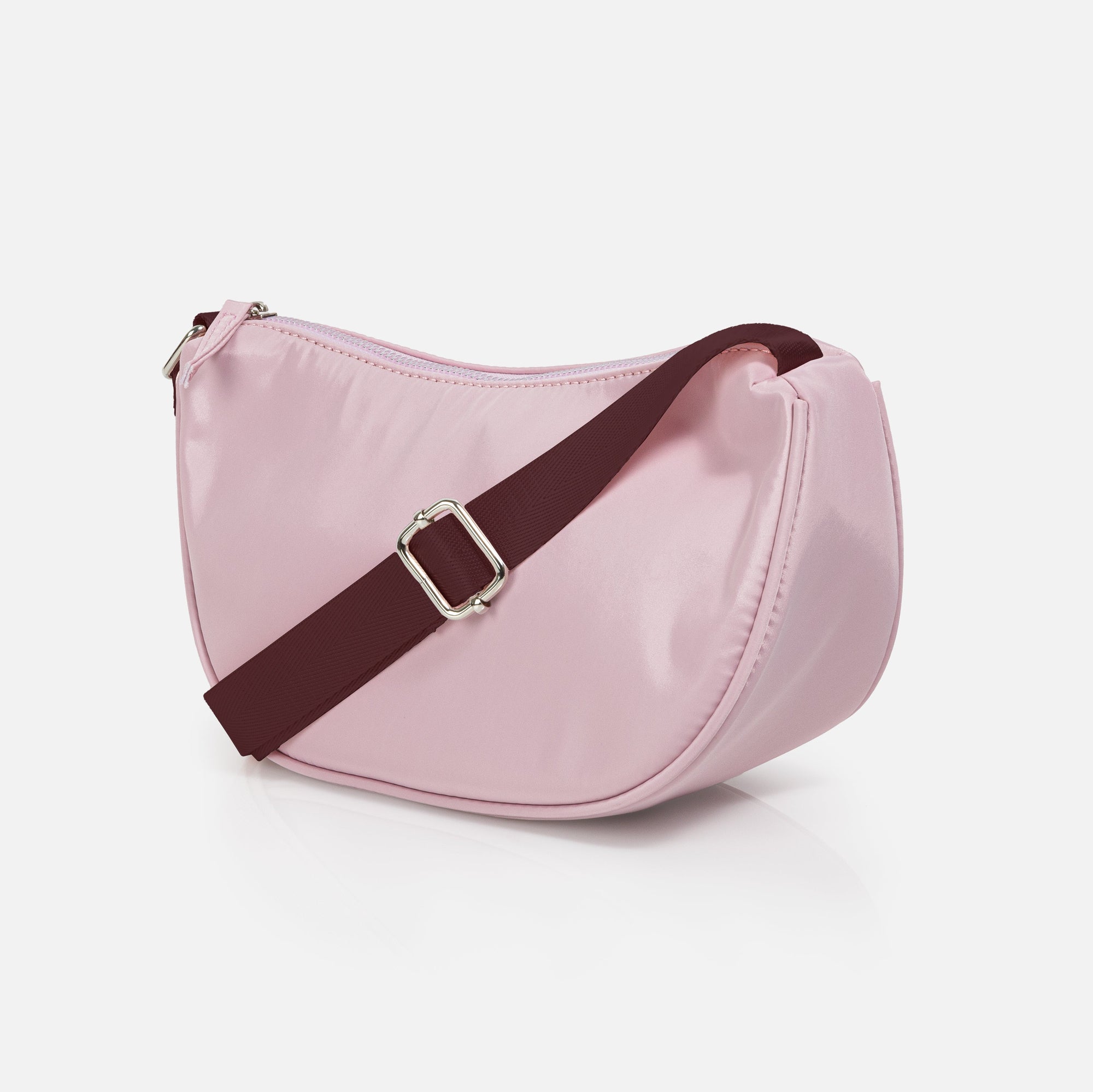 Sac à main bandoulière lilas en nylon avec sangle pourpre