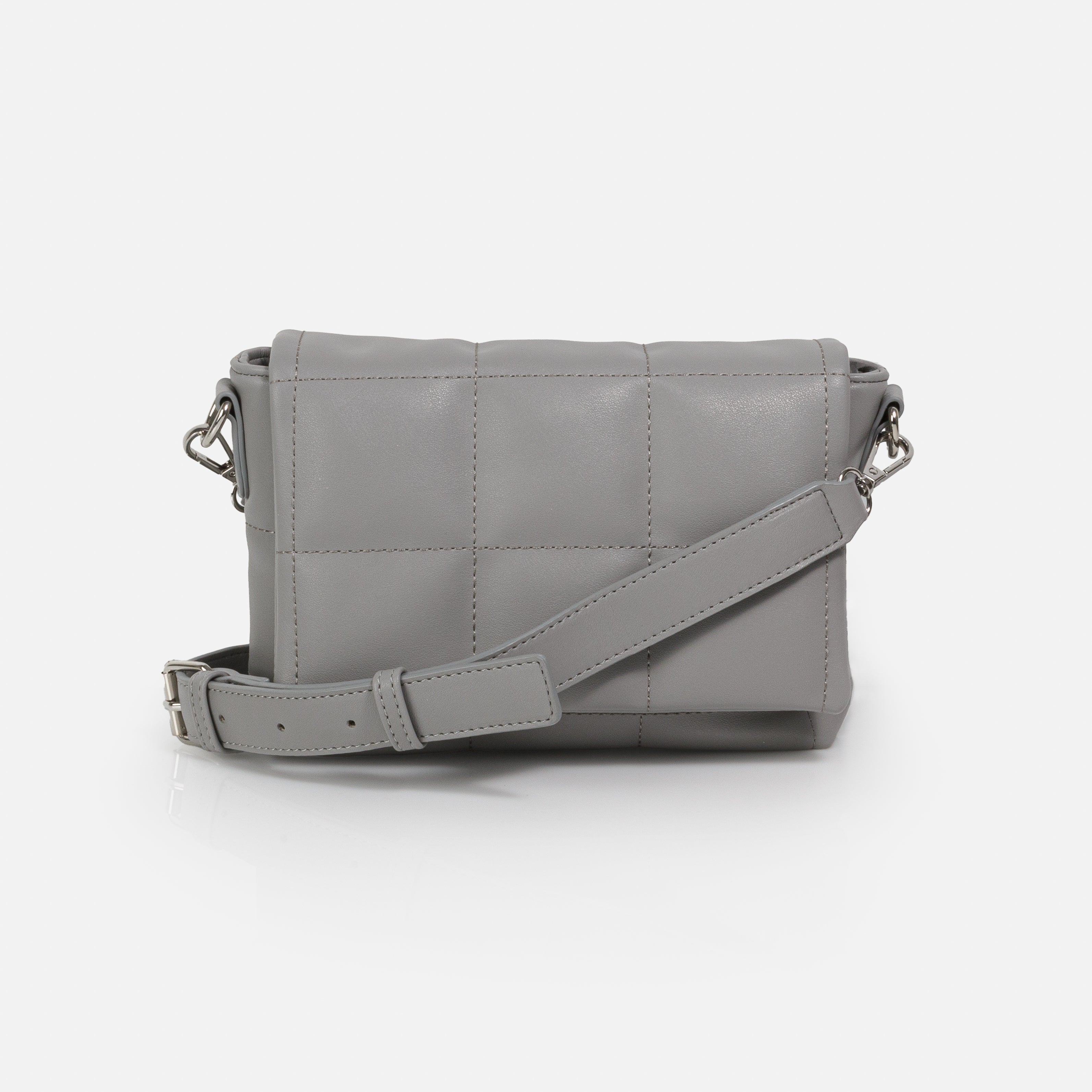 Grey quilted PU shoulder bag