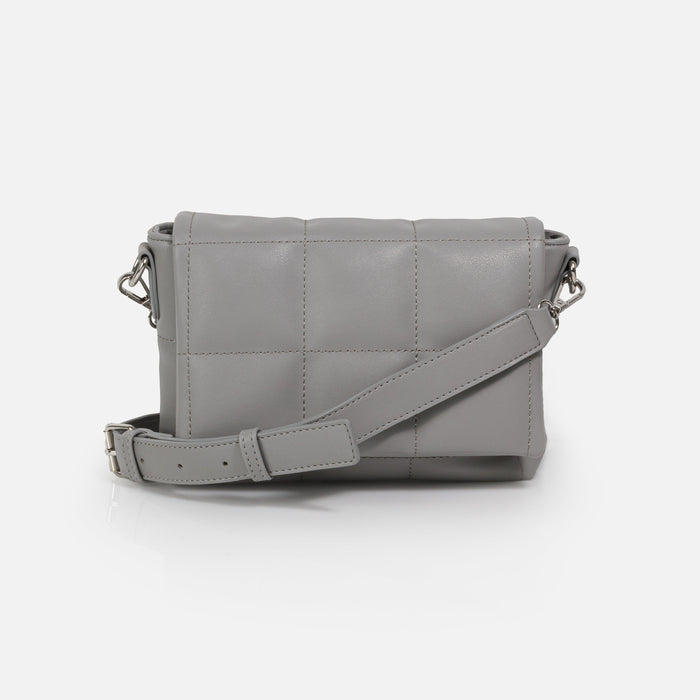 Sac à main bandoulière gris matelassé en PU