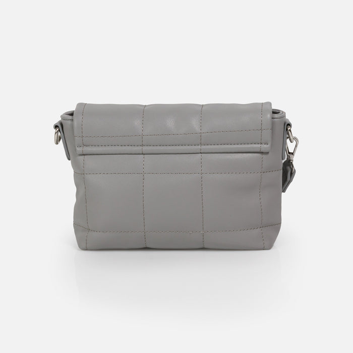 Sac à main bandoulière gris matelassé en PU