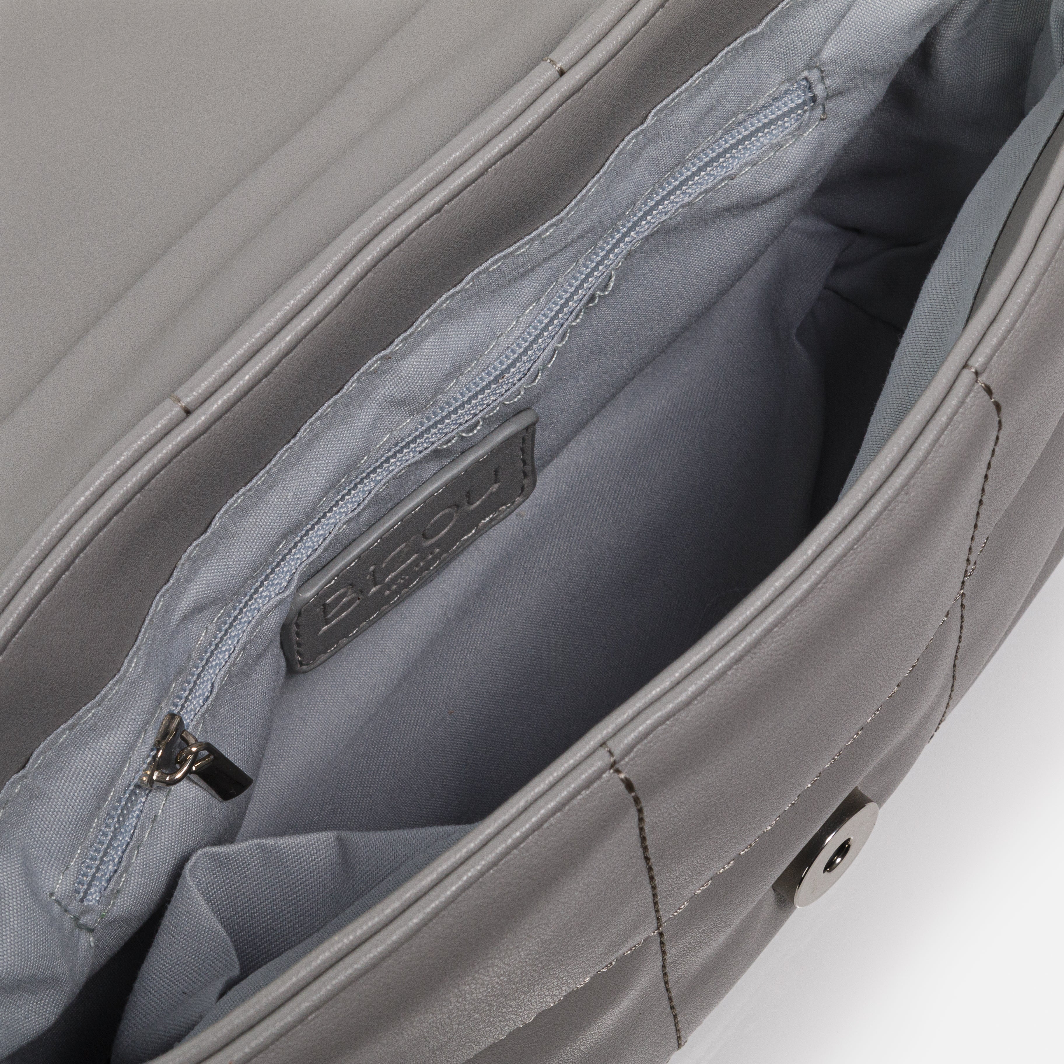 Grey quilted PU shoulder bag