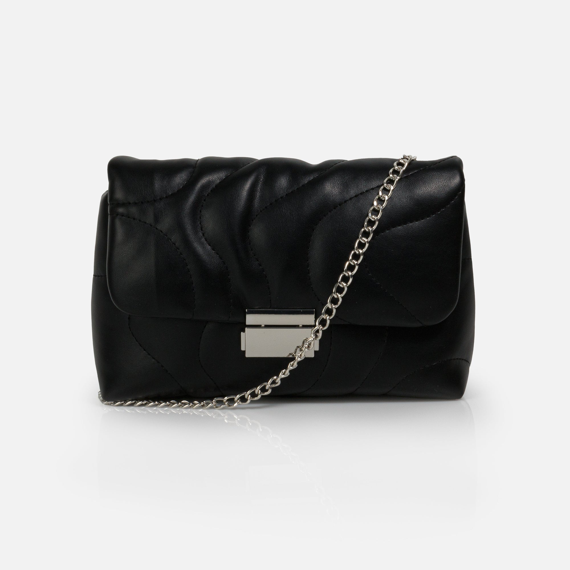 Black quilted PU shoulder bag – Bizou - Main Image
