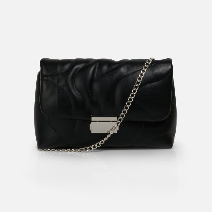 Sac à main bandoulière noir matelassé en PU