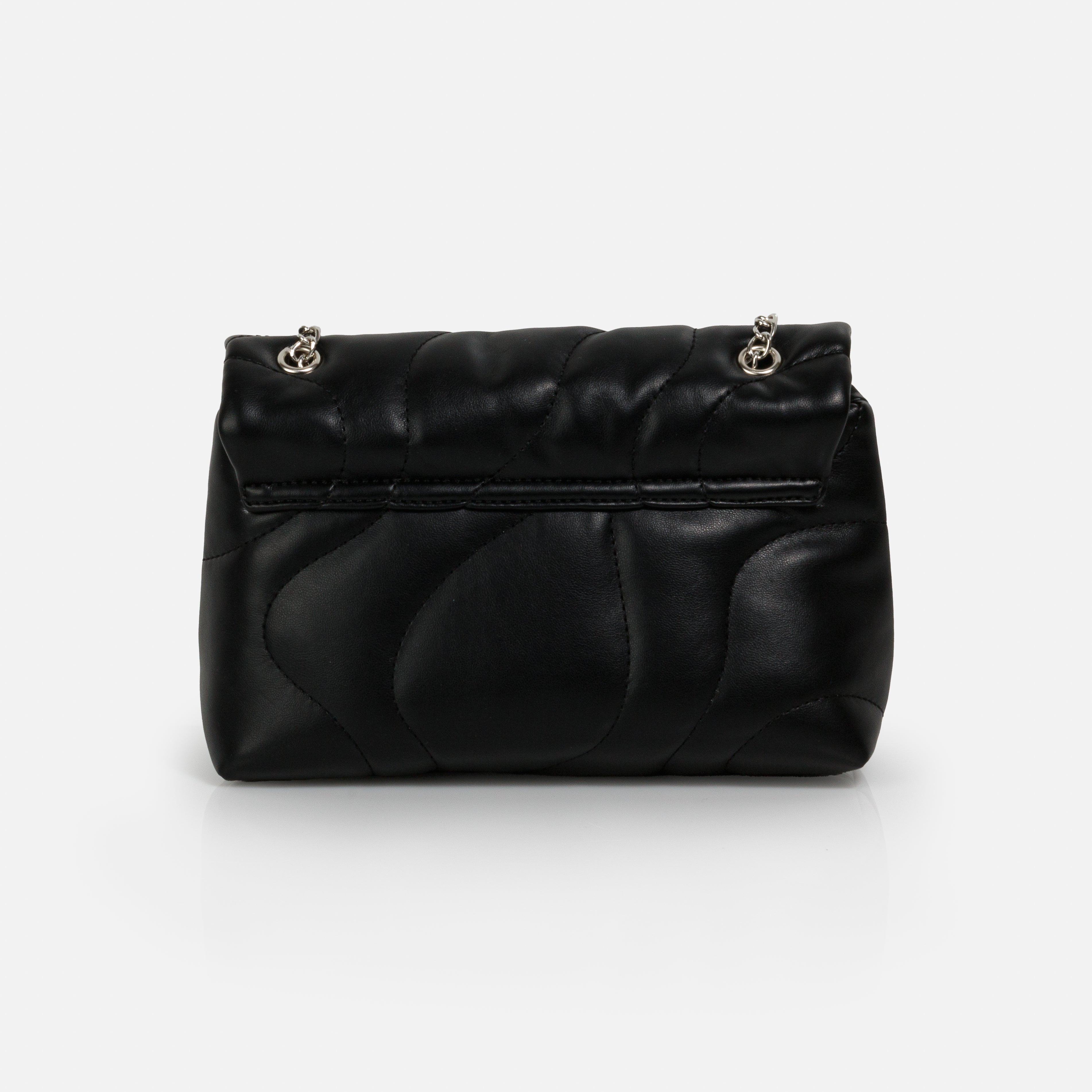 Black quilted PU shoulder bag