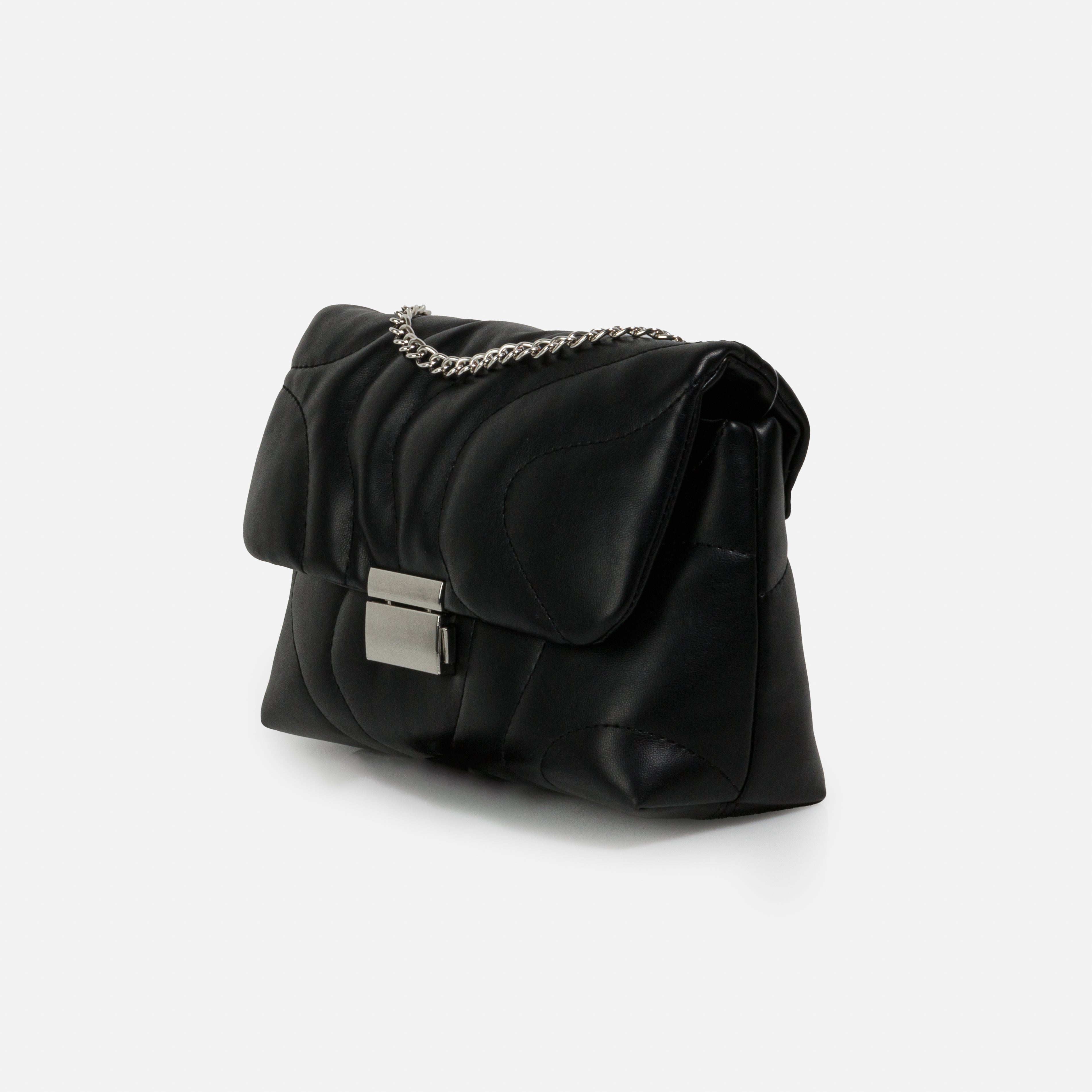 Black quilted PU shoulder bag