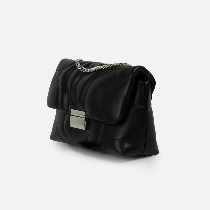 Sac à main bandoulière noir matelassé en PU