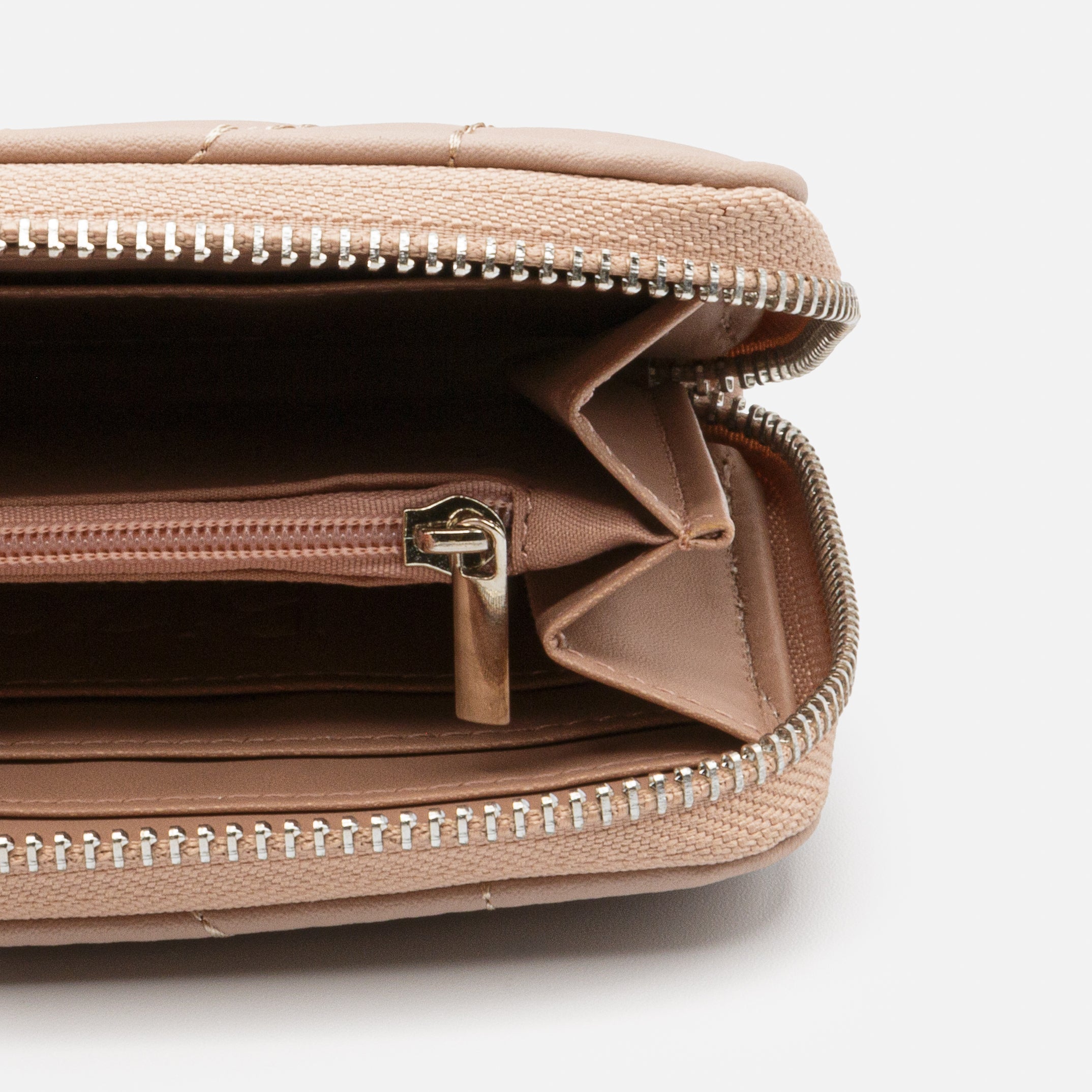 Old pink quilted PU wallet