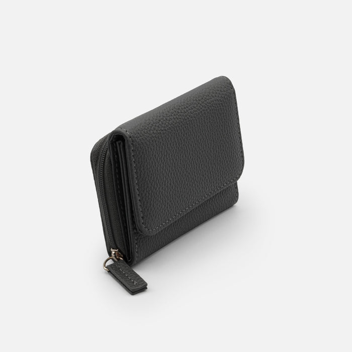 Petit portefeuille gris foncé en PU