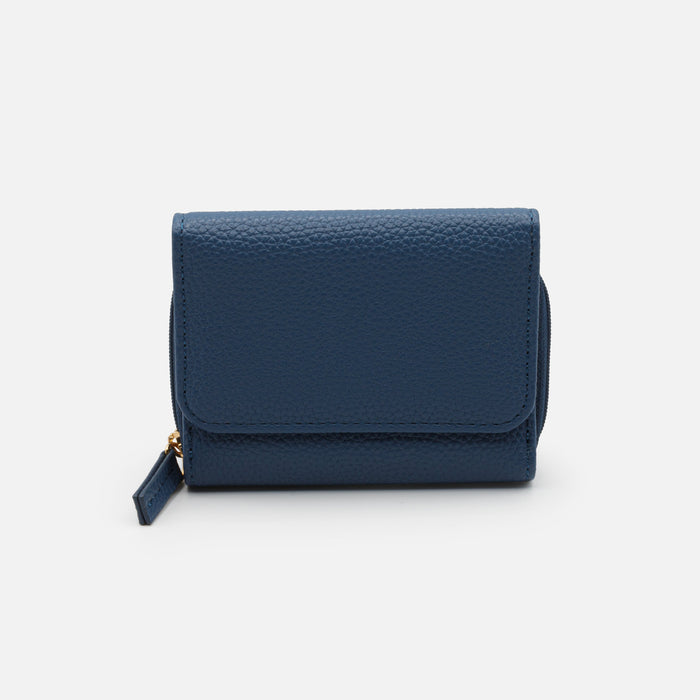 Petit portefeuille bleu foncé en PU
