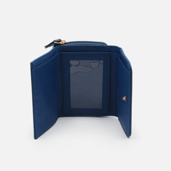 Petit portefeuille bleu foncé en PU