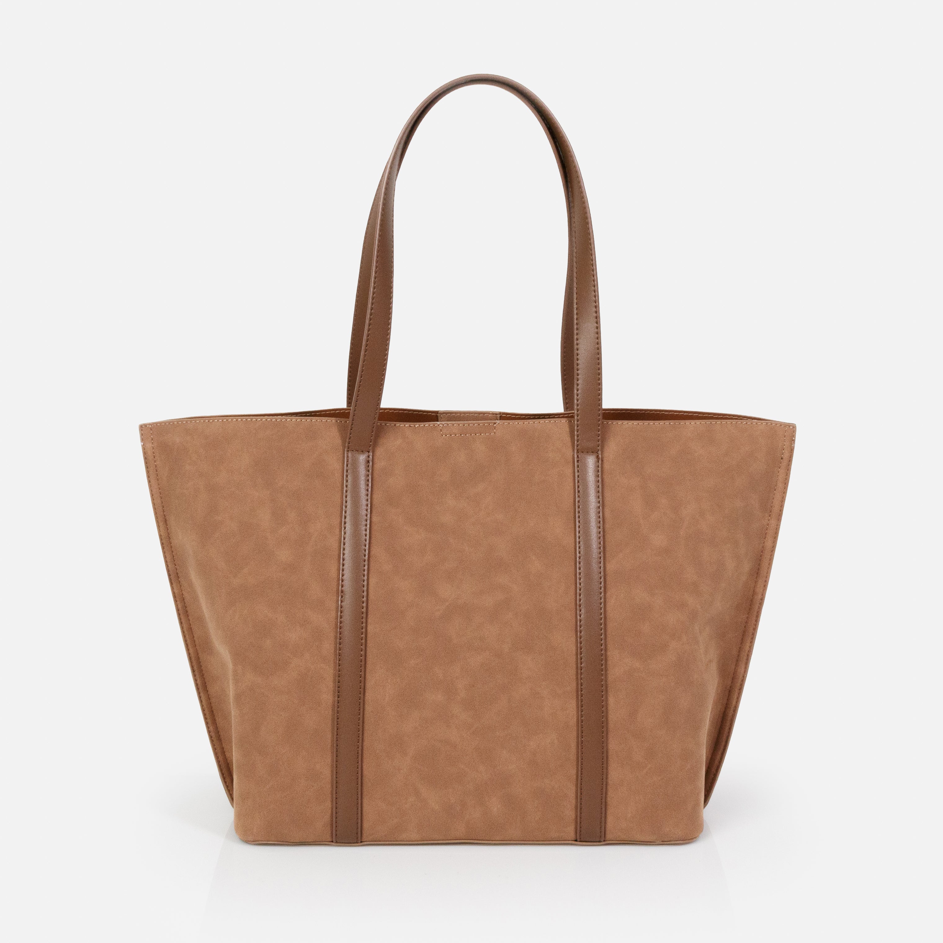Pale brown suede-effect handbag