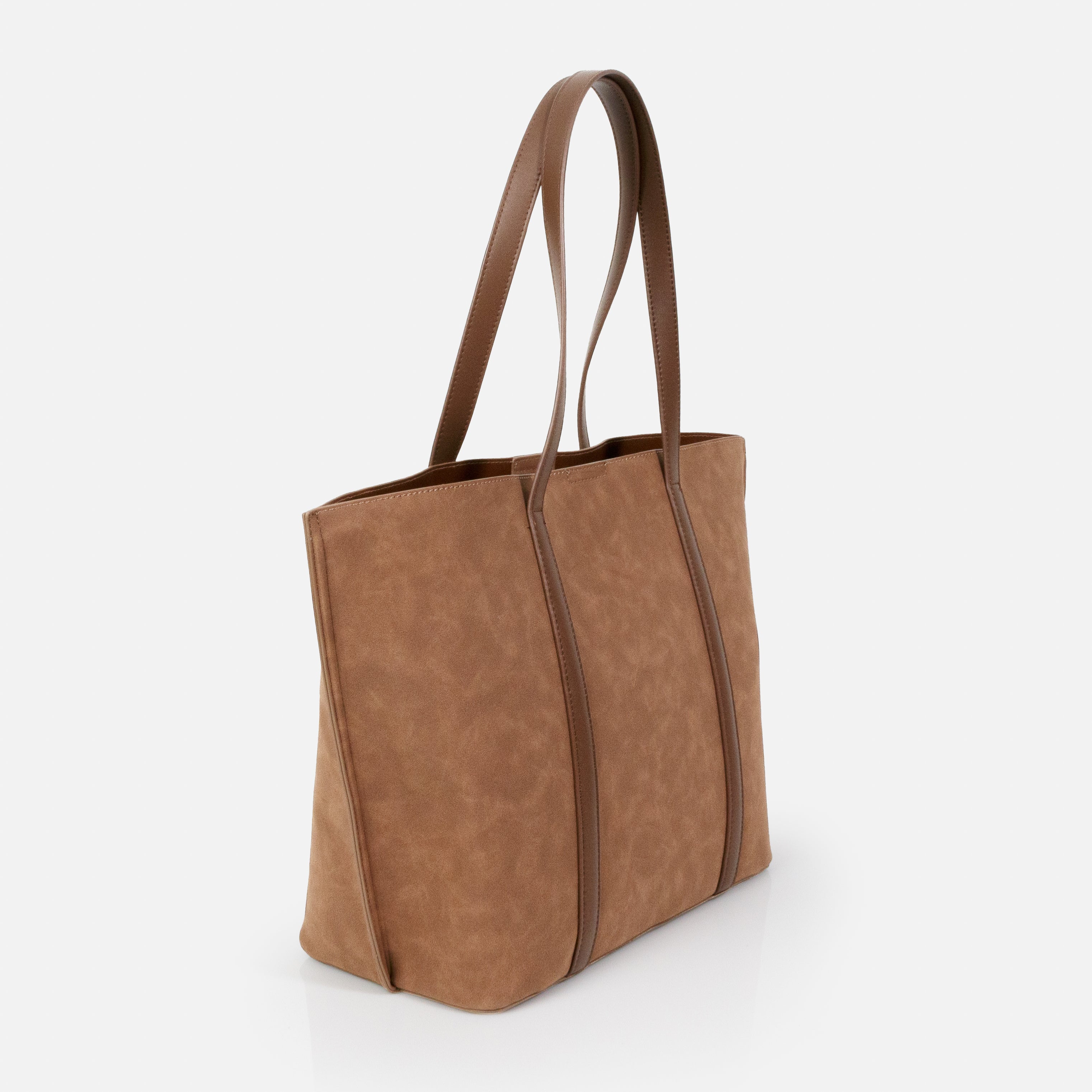 Pale brown suede-effect handbag