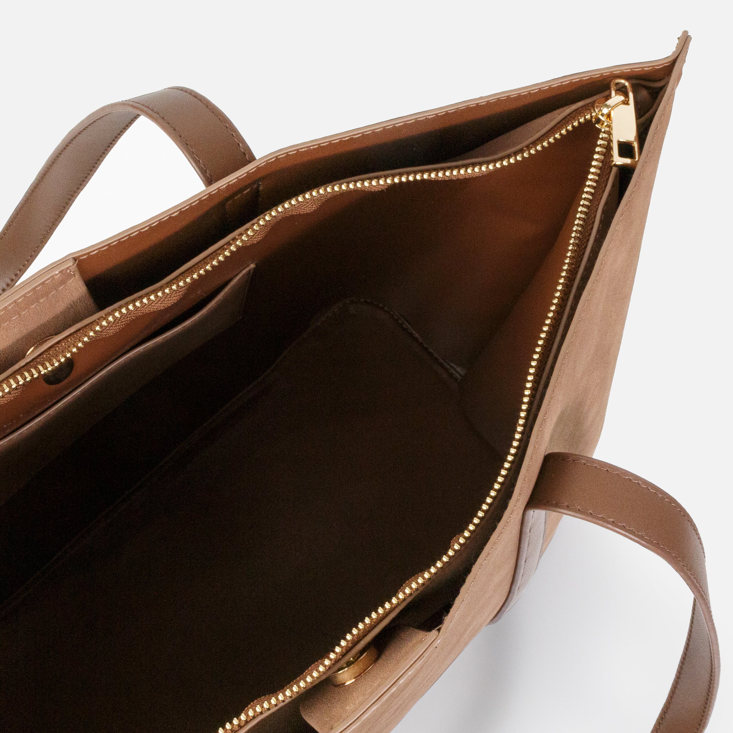 Pale brown suede-effect handbag
