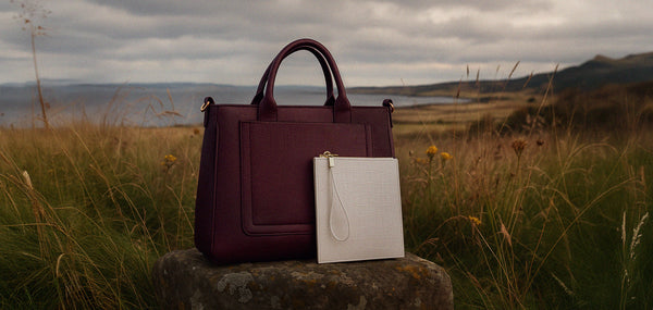 Charger l&#39;image dans la galerie, Sac à main bourgogne en PU &amp; pochette amovible ivoire

