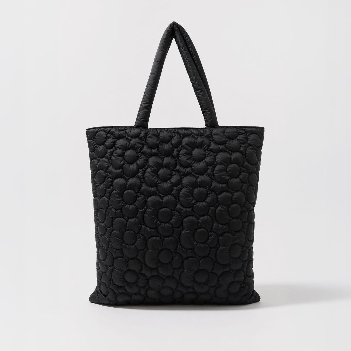 Sac fourre-tout matelassé noir à motif floral