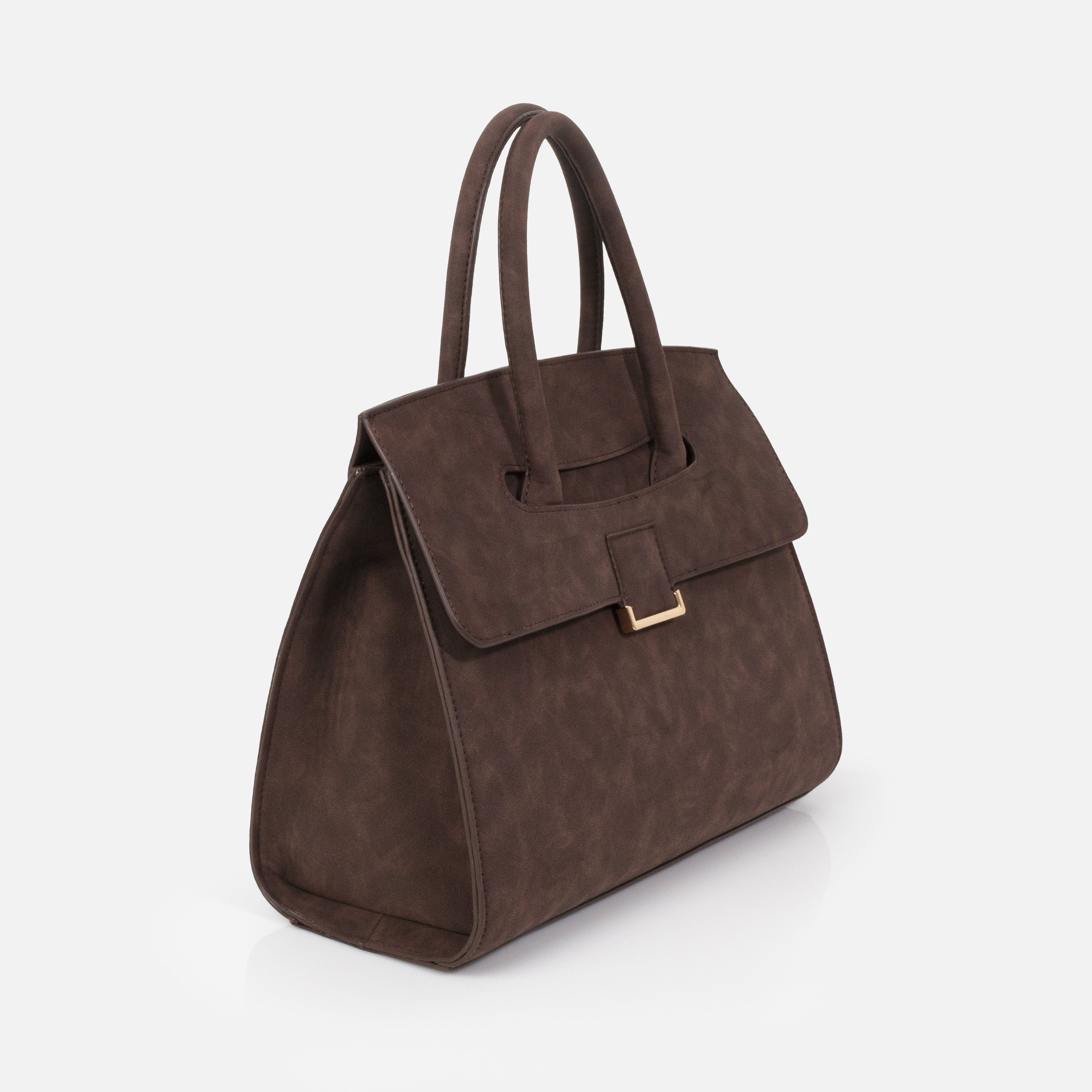 Dark brown suede handbag