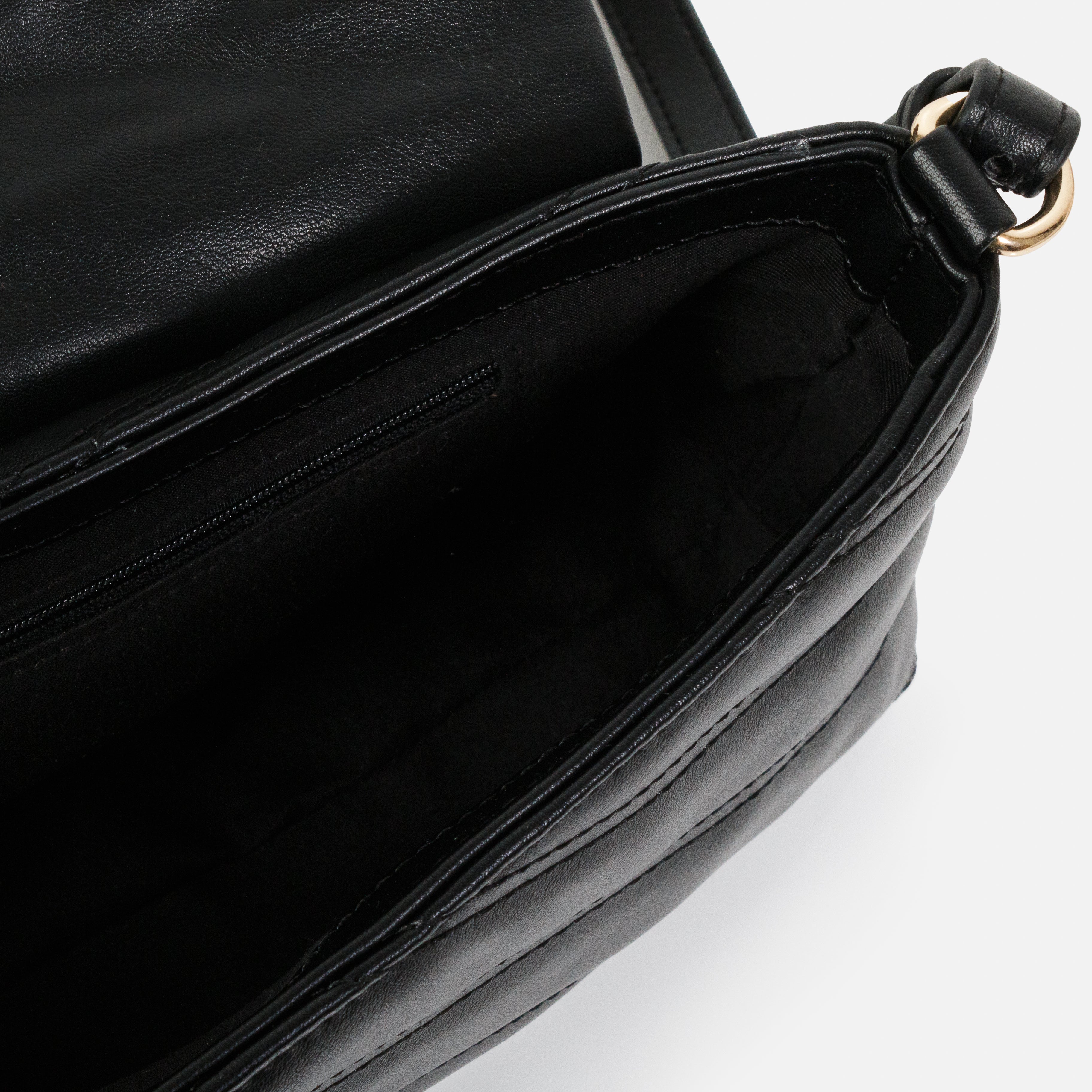Black quilted PU shoulder bag