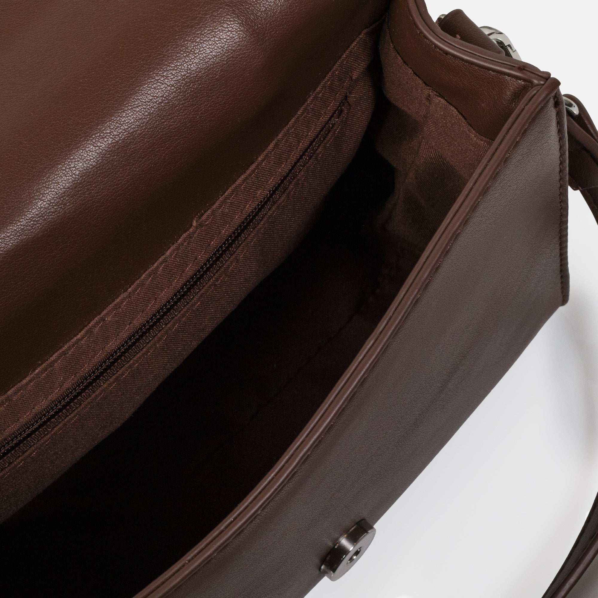Sac à main bandoulière brun foncé à carreaux beiges & vert pâle en PU