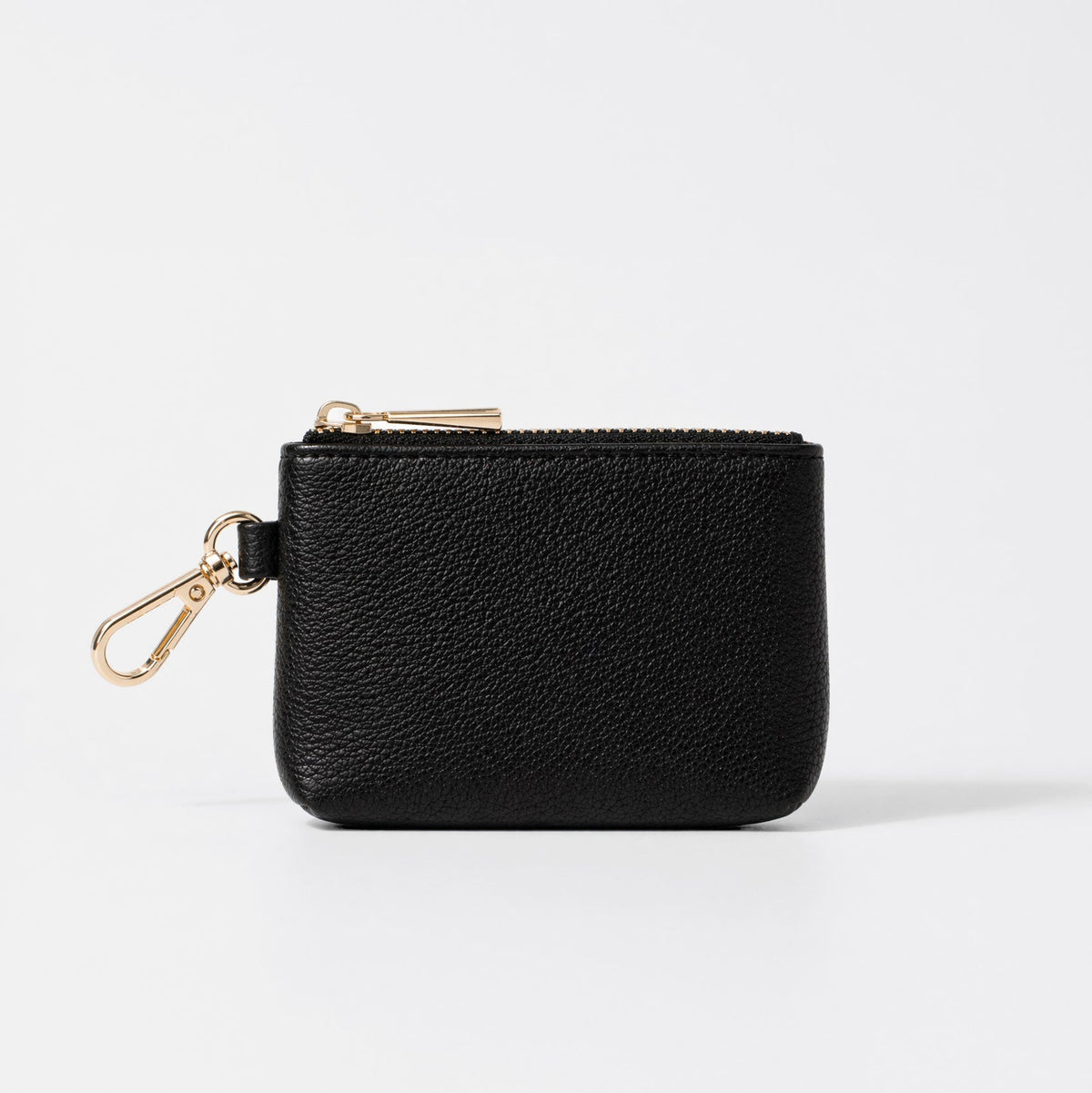 Mini pochette zippée noire à pince dorée
