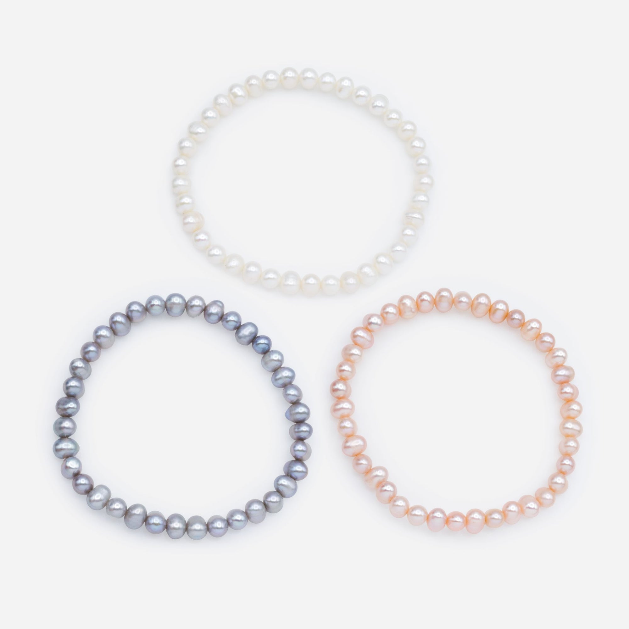 Bracelets de perles d'eau douce 3 tons en trio