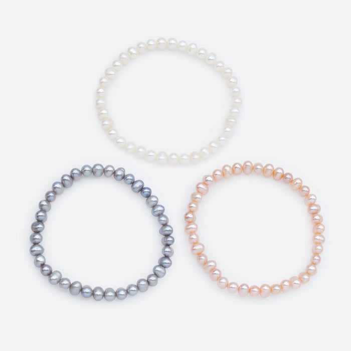 3 Tone Freshwater Pearl Bracelets in Trio