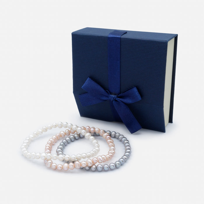 3 Tone Freshwater Pearl Bracelets in Trio
