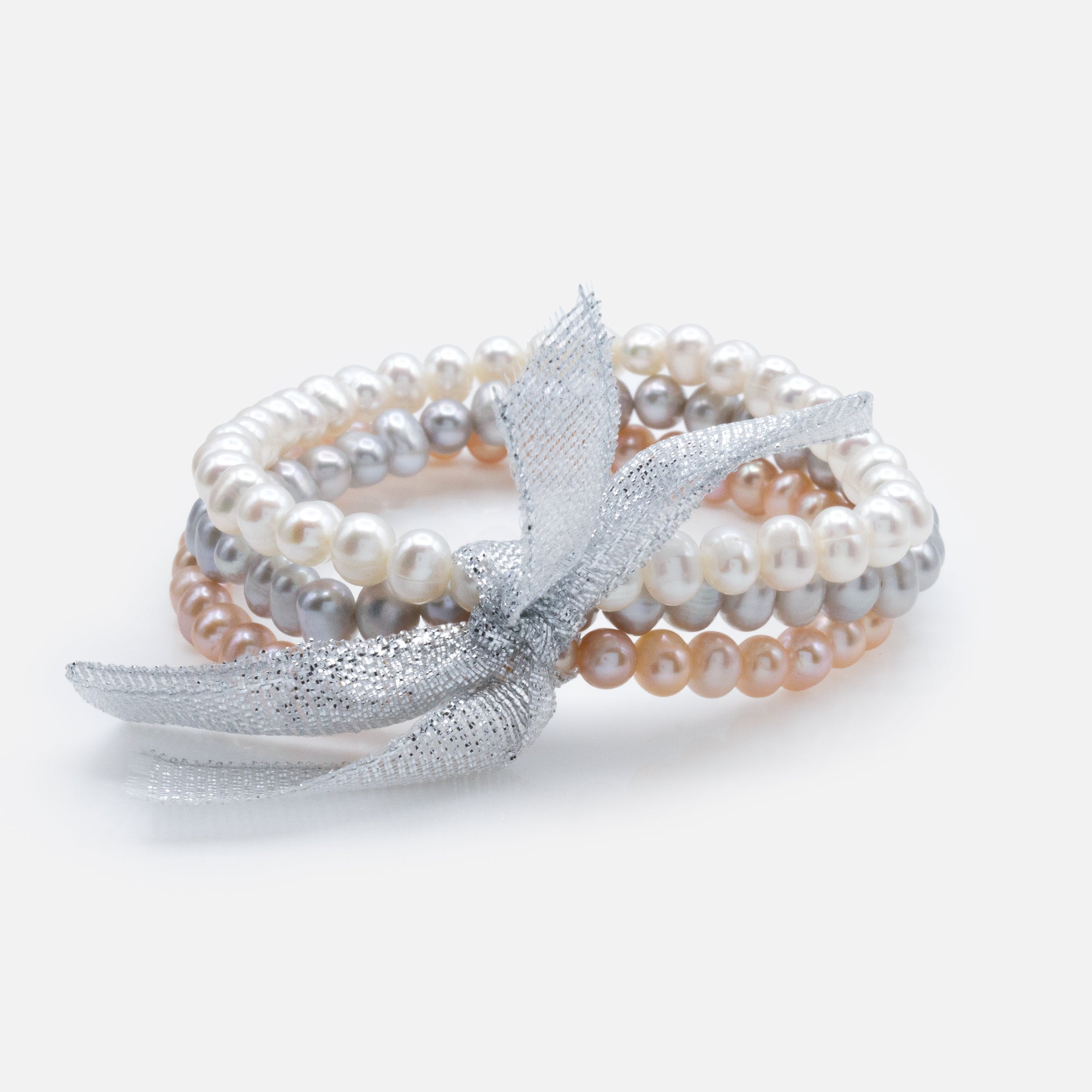 Bracelets de perles d'eau douce 3 tons en trio