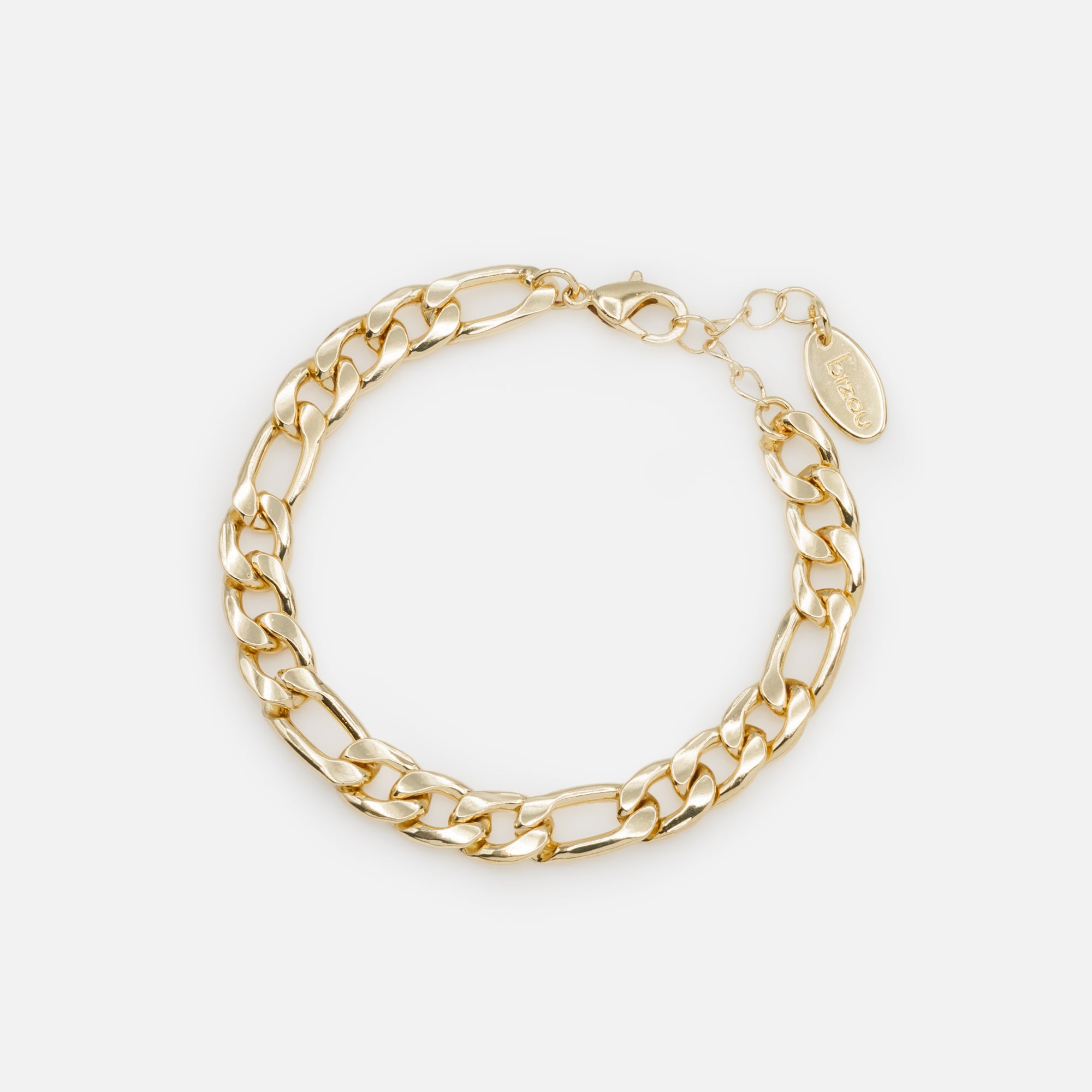 Set of six gold bracelets with wide links