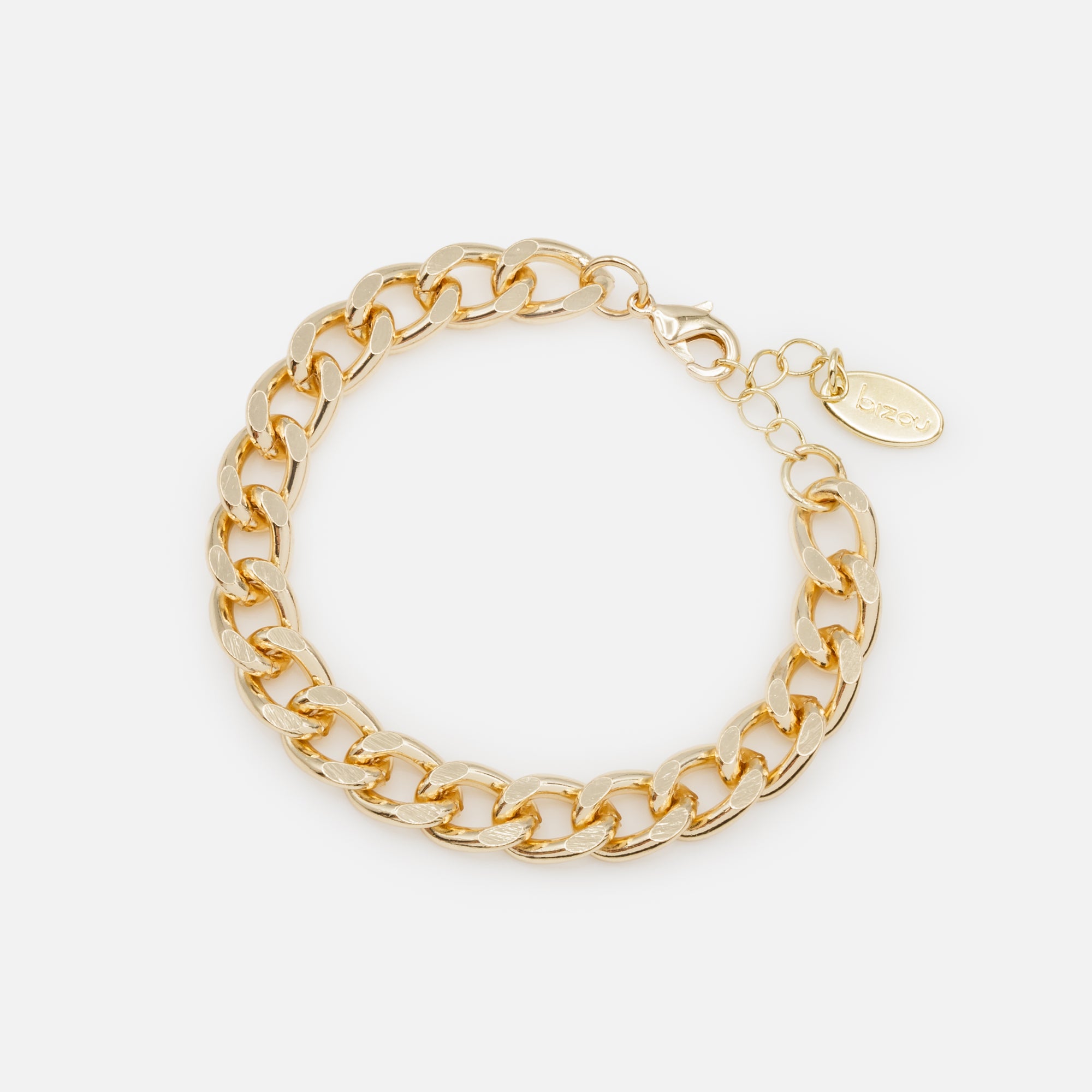 Set of six gold bracelets with wide links