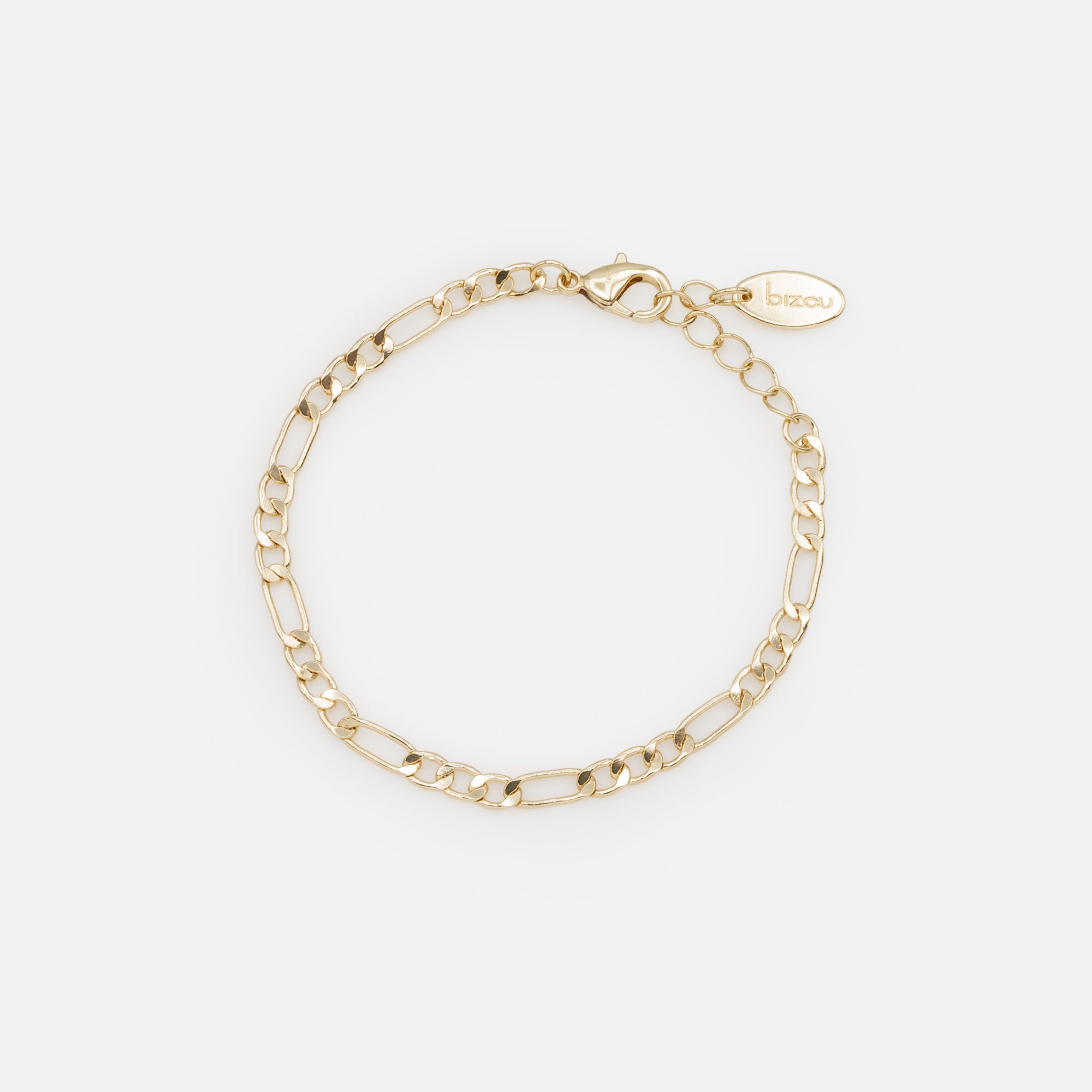 Set of two gold bracelets with rope and figaro links