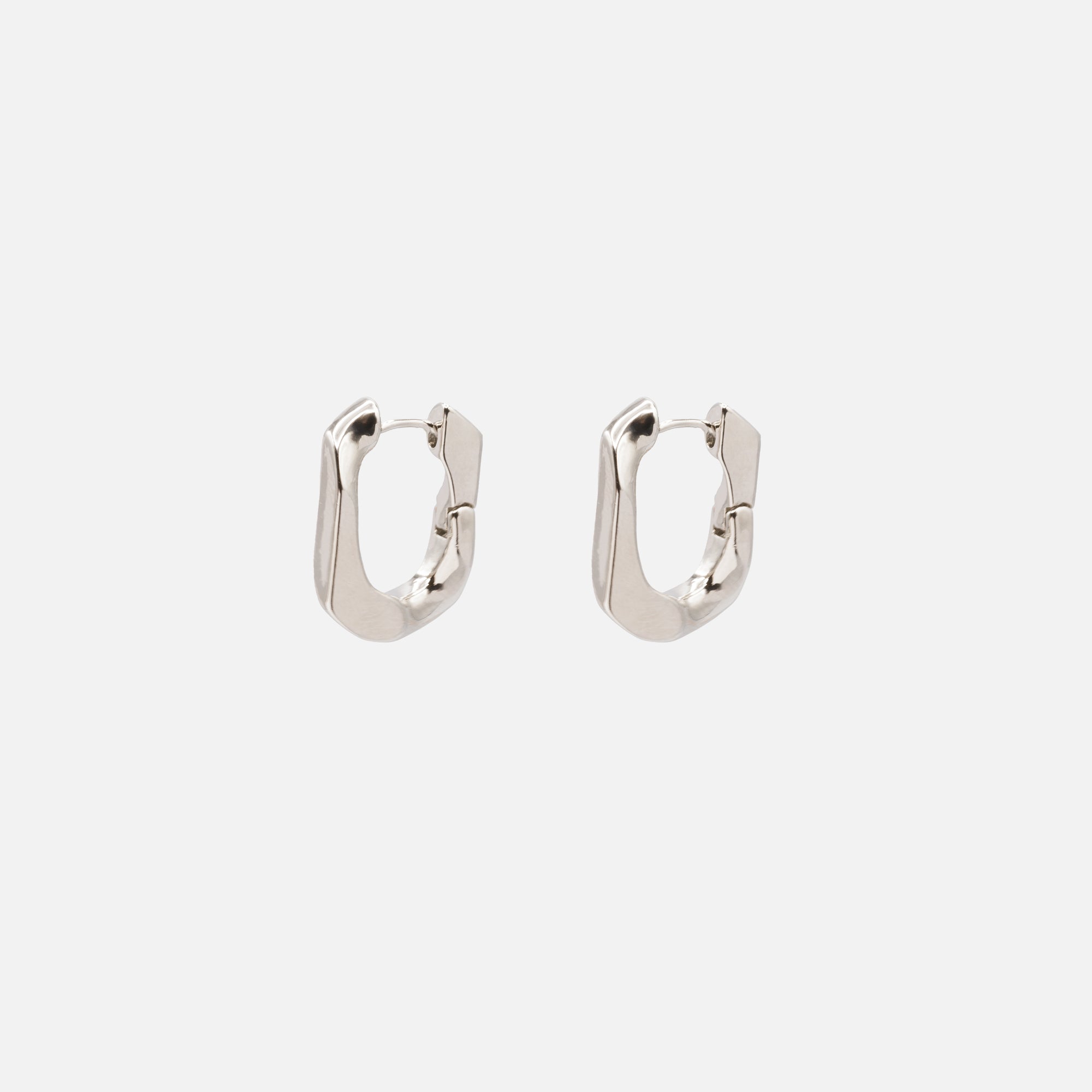 Flattened mesh silver hoop earrings