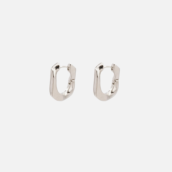 Load image into Gallery viewer, Flattened mesh silver hoop earrings
