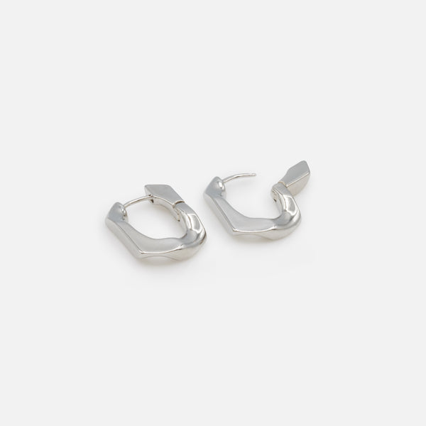 Load image into Gallery viewer, Flattened mesh silver hoop earrings
