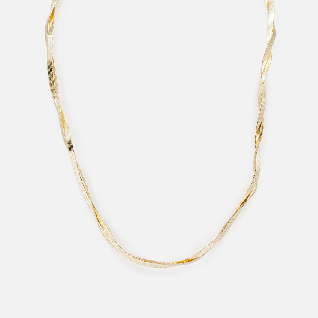 Gold Flat Twisted Serpentine Link Chains