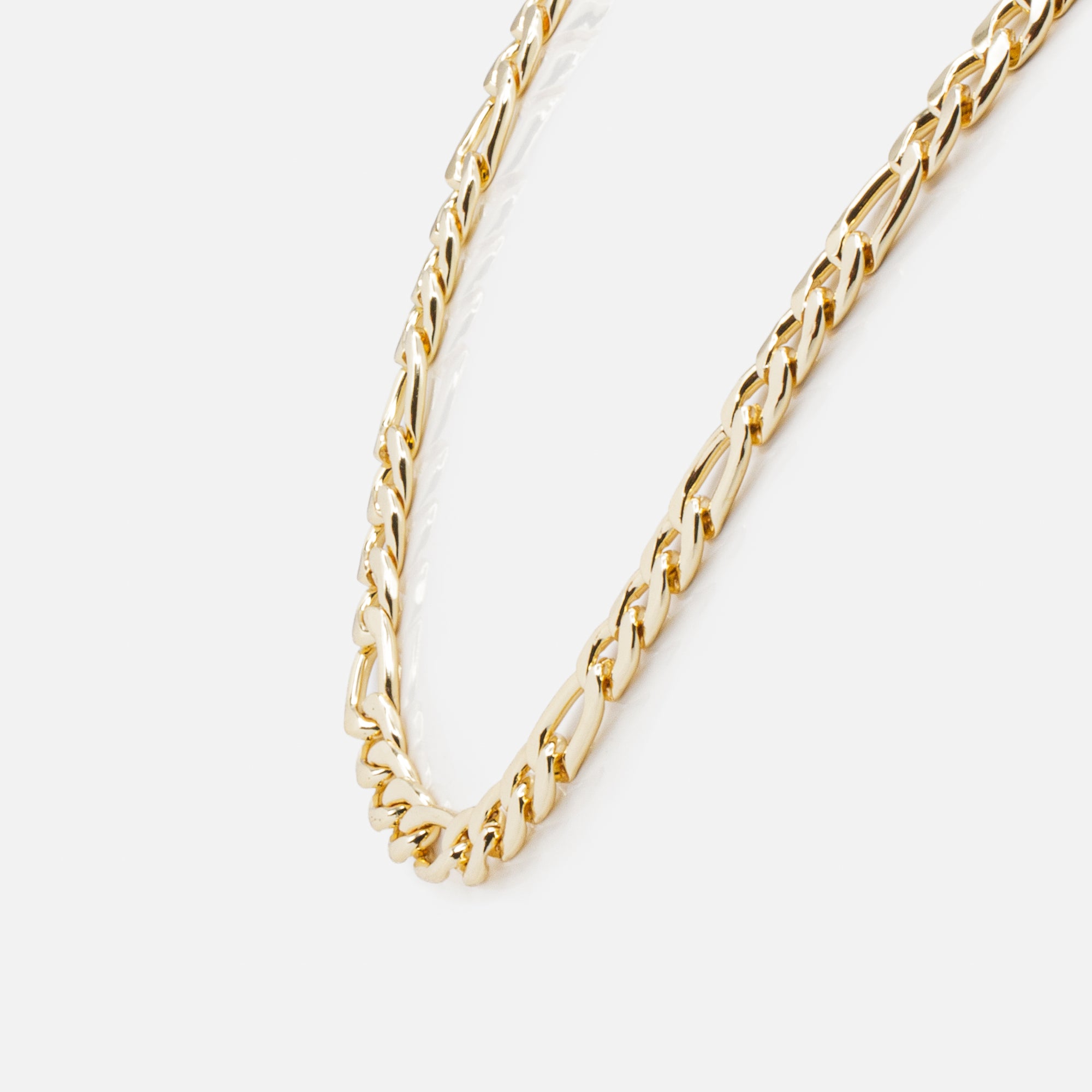 Set of two golden chains with figaro links and rope links