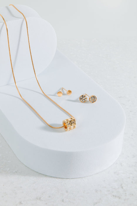 Collier doré cylindre texturé en acier inoxydable