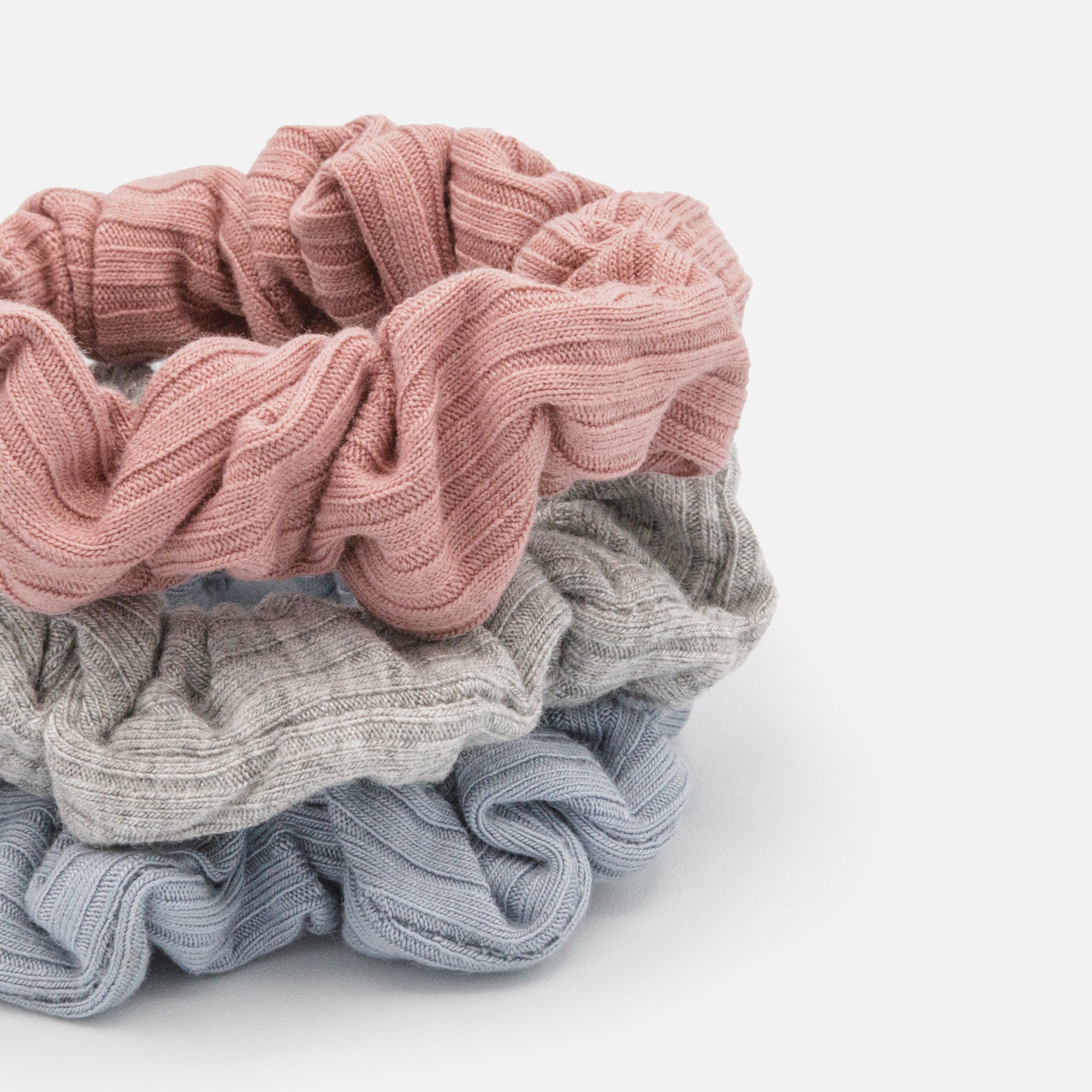 Trio of ribbed scrunchies