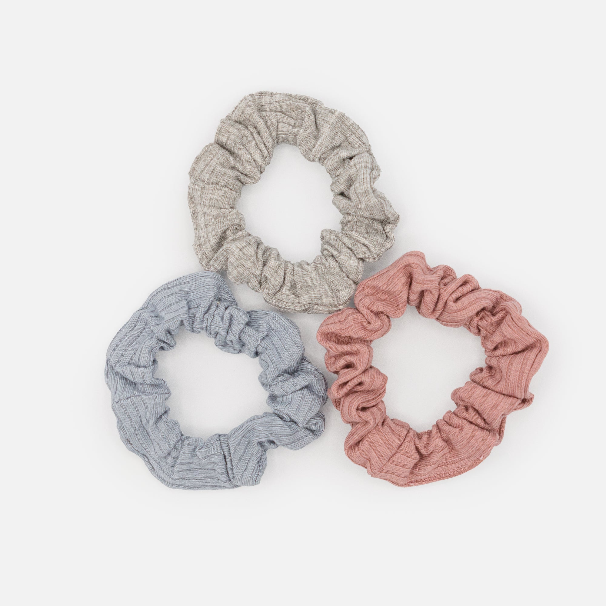 Trio of ribbed scrunchies