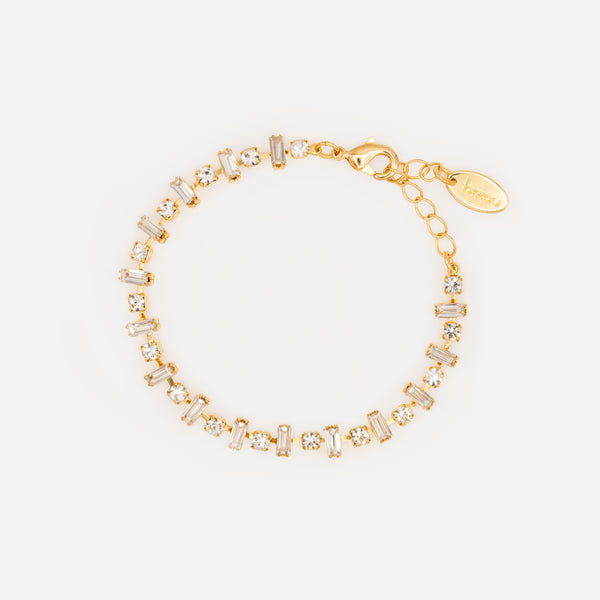 Load image into Gallery viewer, Set of three gold bracelets with stones
