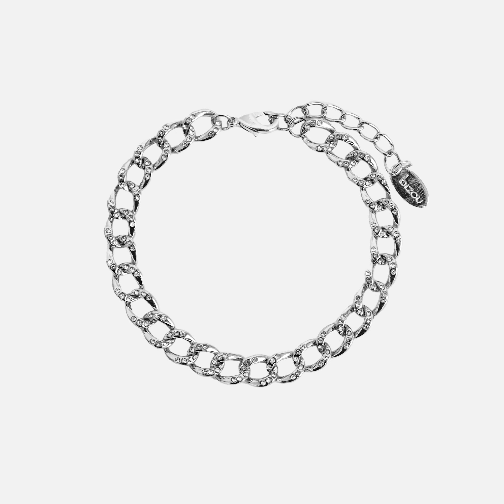 Silvered bracelet with small zircons