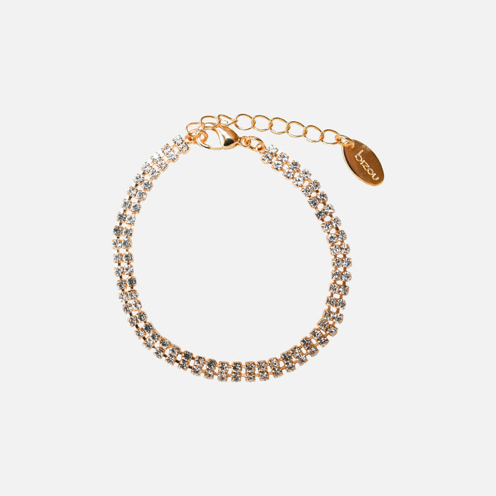 Bracelet doré avec deux rangs de zircons