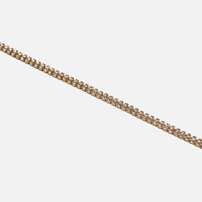 Bracelet doré avec deux rangs de zircons