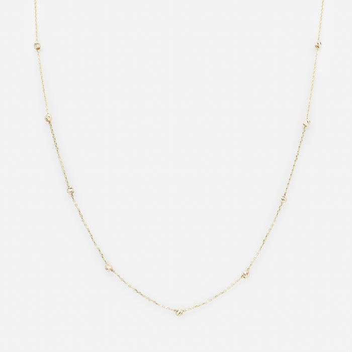 Chaîne 18 pouces avec petites billes texturées en or 10 carats