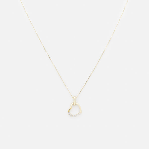 Load image into Gallery viewer, 18-inch chain with heart and cubic zirconia in 10k gold
