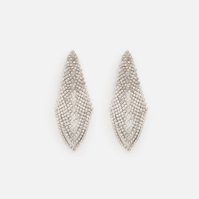 Silvered pendant earrings